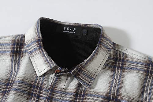 SSLR Flannel Shirt for Men, Long Sleeve Button Down Shirt Plaid Casual3