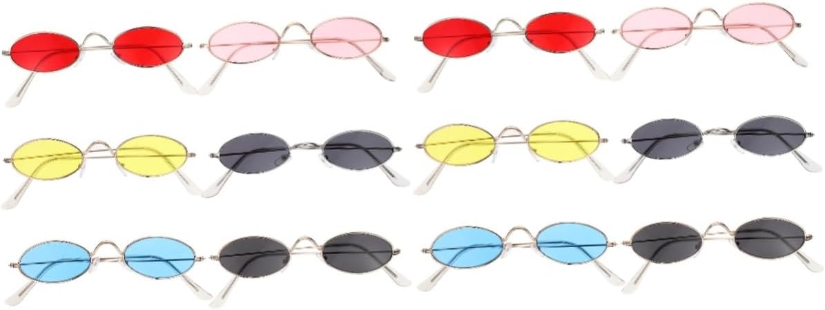 TENDYCOCO 12 Pairs Oval Sunglasses Novelty Party Eyewear Mens Glasses Dress Decorative Party Glasses Circle Frame Sunglasses Shiny Frame Sunglasses Resin Decorate Street Photography Man