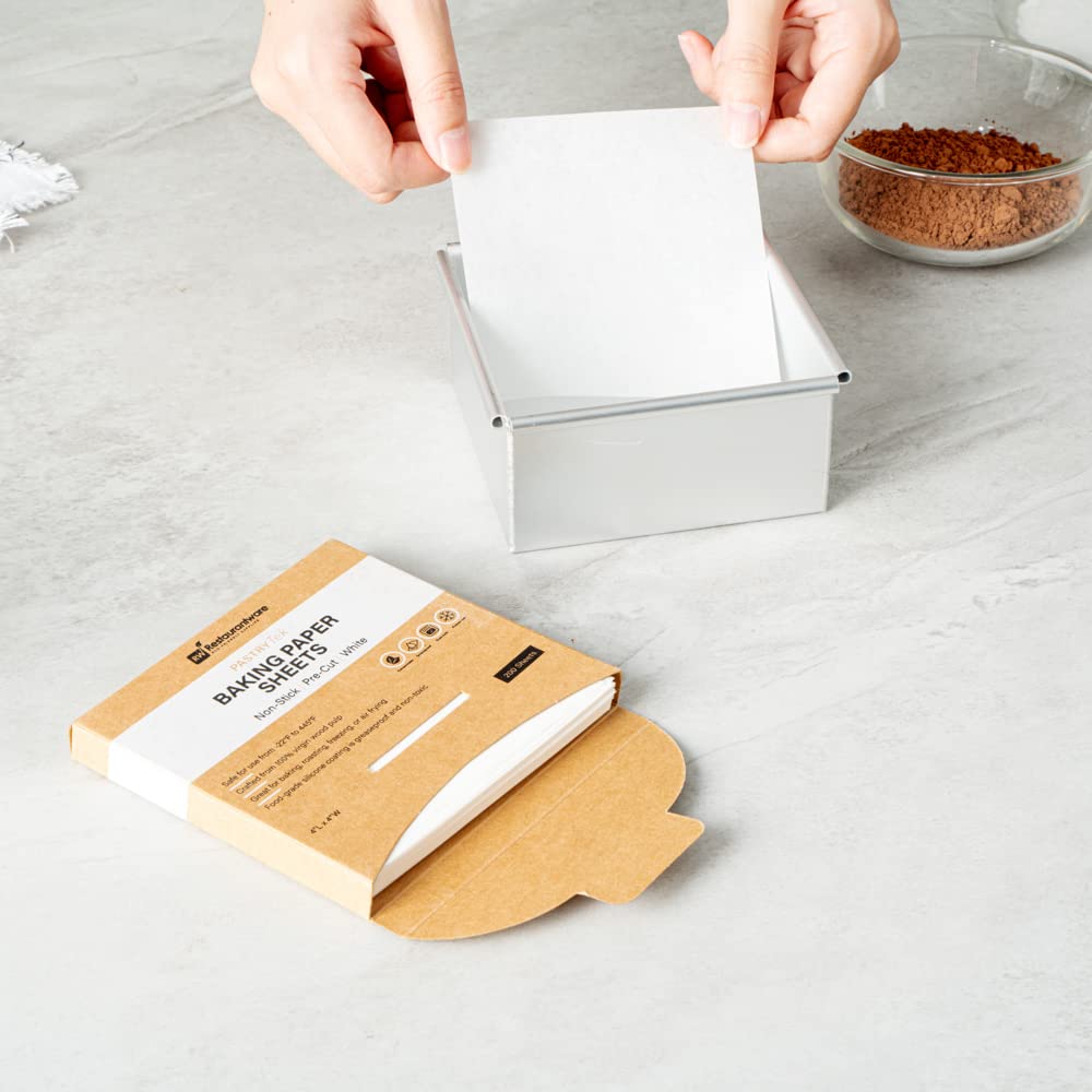 Pastry Tek - Hoja de papel para hornear de papel blanco, precortada, recubierta de silicona, 4 x 4 pulgadas, caja de 1000 unidades