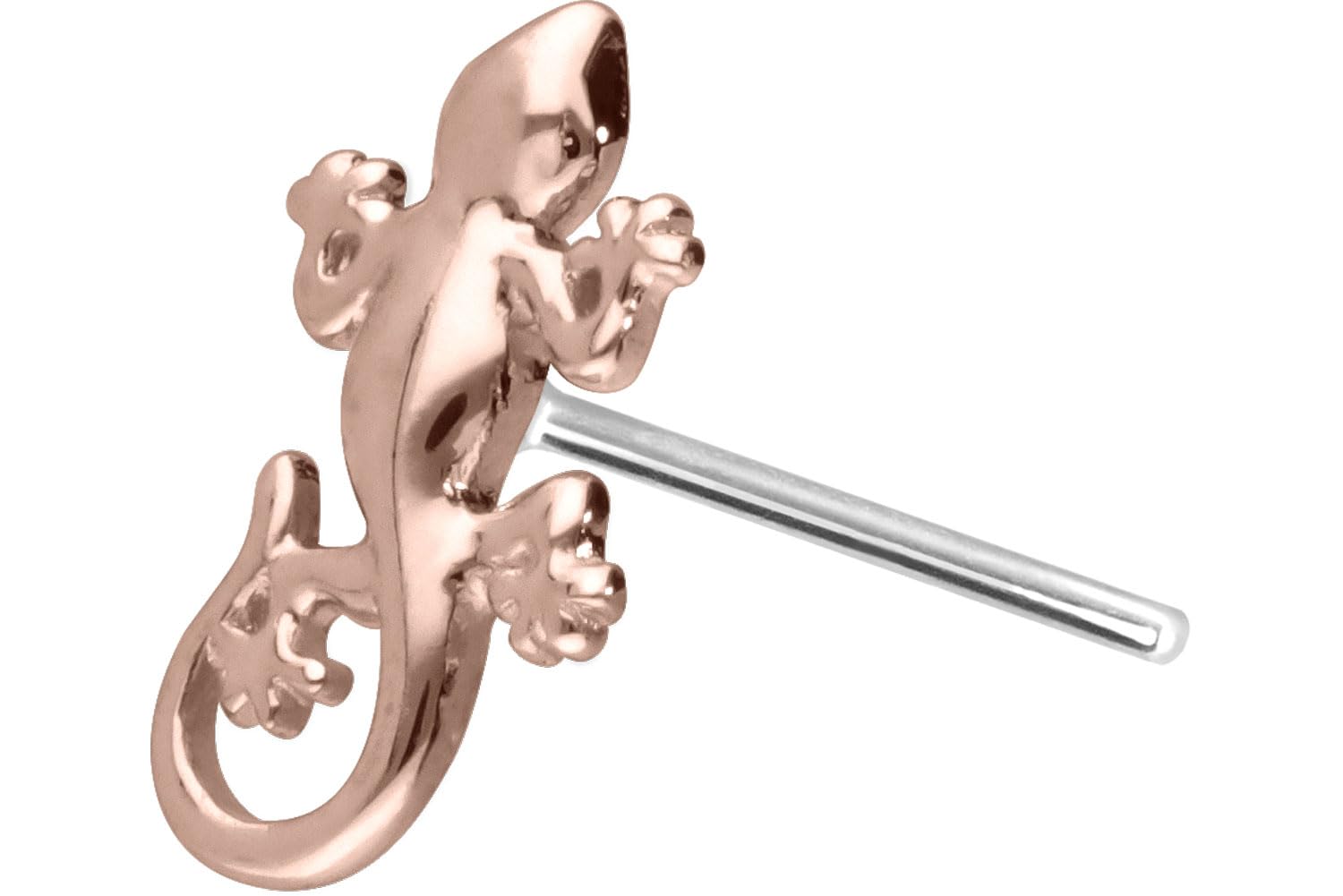 PIERCINGLINE 14 Karat Gold Piercing Aufsatz mit Titan Push Pin OHNE Labret Stecker GECKO