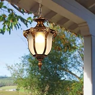 TAXXII Lámpara de balcón para Exteriores, Resistente al Agua y al óxido, Estilo Retro Americano, E27, para Patio, jardín, Villa, Pasillo, luz de Exterior con Marco de UVA, LED, latón Inte