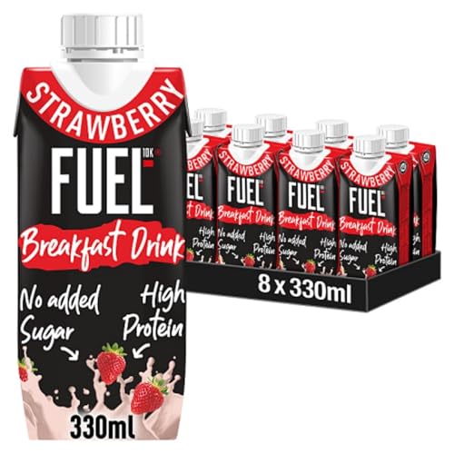 FUEL10K Strawberry High Protein Milk Drink 15g Protein (8-Pack)