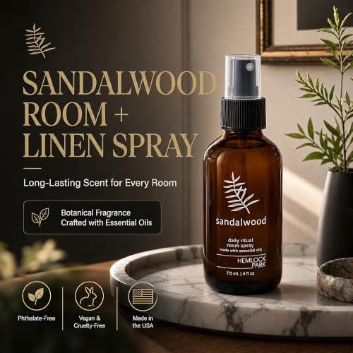 Image of Hemlock Park Sandalwood Botanical Mist Room + Linen Spray | 4 oz Glass Bottle | Made in USA