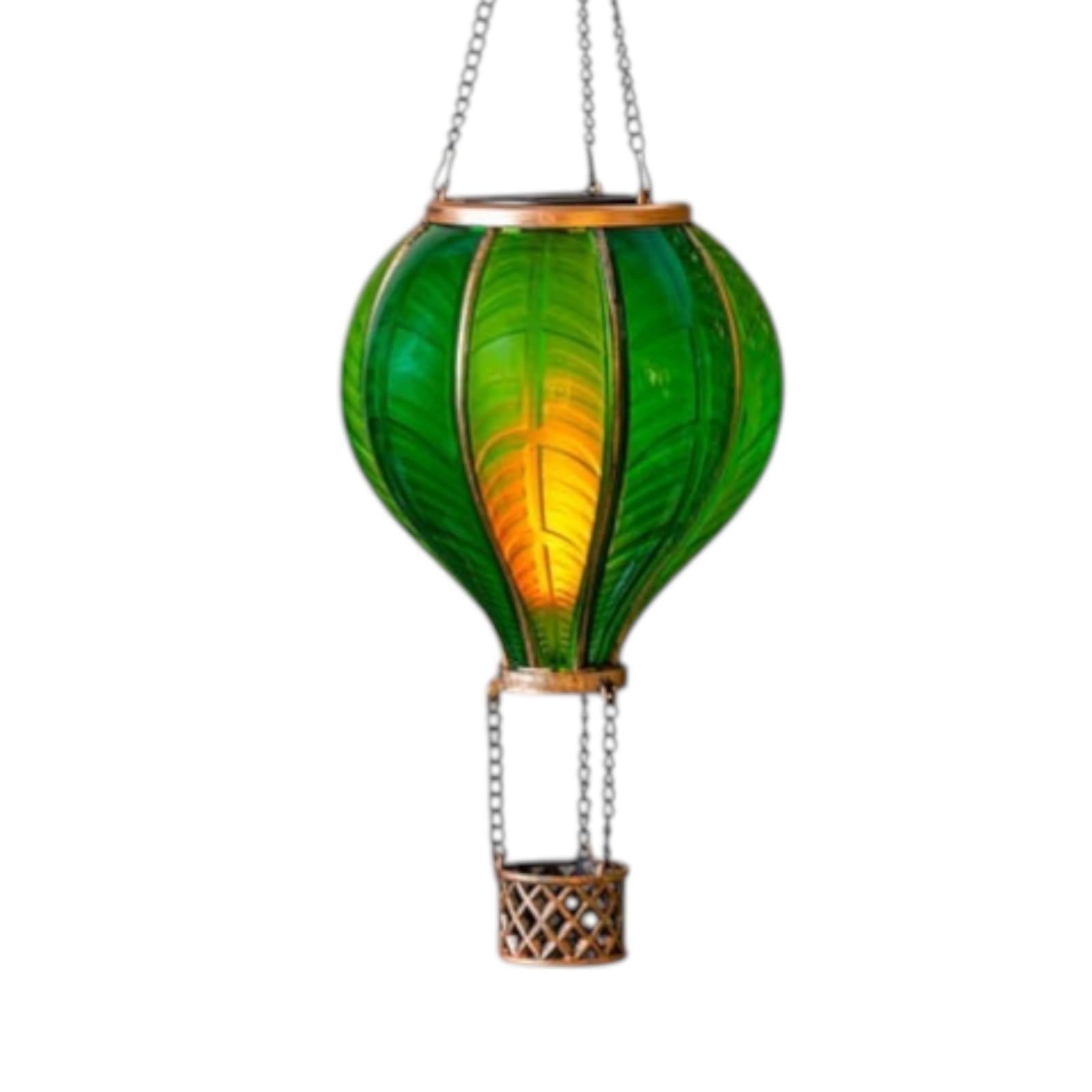Solar Hot Air Balloon Hanging Garden Light, Flickering Flame Effect LED Lantern, Outdoor Decorative Solar Lamp for Garden Patio Pathway Balcony – Pink Purple Green (Green)