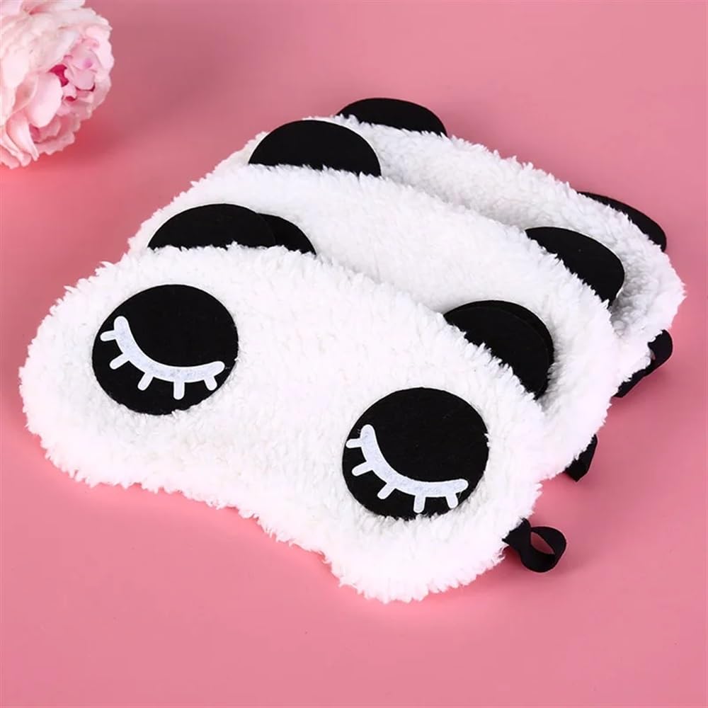 Mascherina per occhi con panda in stile cartone animato, in cotone, per dormire, 3 stili (PR, 4 pezzi)
