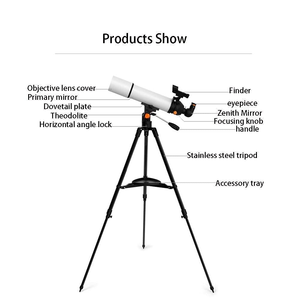 Teleskop dla dorosłych 500x80mm ze statywem i plecakiem, przenośny teleskop dla początkujących dzieci, luneta podróżna z okularem 10mm, 23mm i lustrem wyprostowanym 90 stopni
