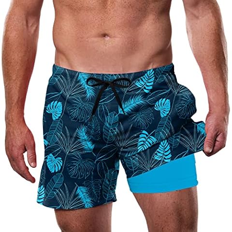 Idgreatim Bañador Hombre Forro de Compresión Estampado Hawaiano Cover
