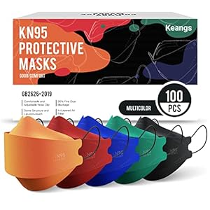 Keangs KN95 Face Masks 100 Pack, Breathable Protective Disposable Mask For for Adults And Teens, Multicolor