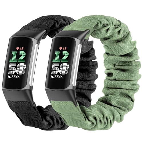 Folavii 2 Pack Compatible with Fitbit Charge 6 Bands/Fitbit Charge 5 Bands for Women Men, Stretchy...