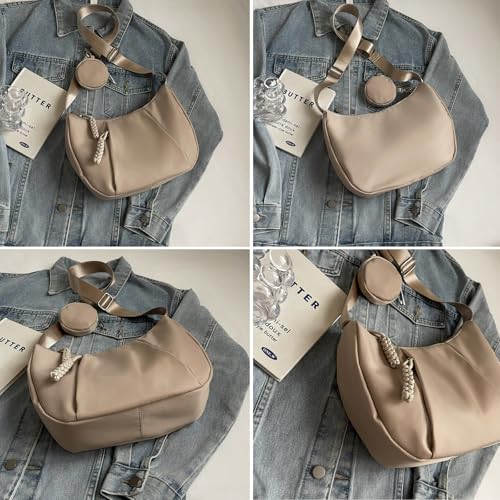 Image of Crescent Shoulder Bag for Women Nylon Crossbody Purses Trendy Hobo Bags Medium Sling Bag Travel Slouchy Dumpling Bag