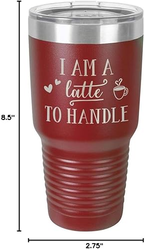 Miniatura 10 de I'M A LATTE TO HANDLE - Vaso de 30 onzas con popote y tapa superior deslizante Taza de viaje de acero inoxidable Comparar con Yeti Rambler