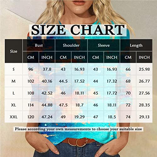 Tie Dye Shirt Women Cotton Ladies Spring Tops And Blouses Tribal Ethnic Slim Women T Shirts Summer 3/4 Sleeve Crewneck Fashion Boho Tops For Women Summer Spring Blouses Yellow M #TOP3