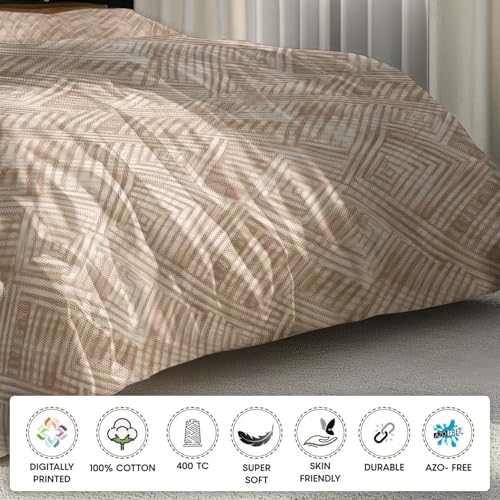 Image of LANE LINEN 400TC Morrison Bloom Super King Size Bedsheet with 4 Pillow Cases | 100% Cotton Digital Print Bedding Set (2.74 M x 2.74 M) | Modern Floral Pattern for Luxurious Comfort (Brown)