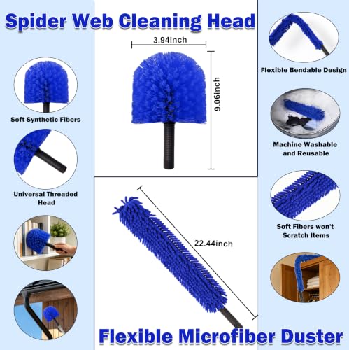 Image of 30FT Reach Solar Panel Cleaning Brush Kit with 5-24FT Telescoping Pole, 40FT Hose, 20 inch Water Fed Brush, Soap Dispenser, Cobweb Duster, Squeegee & High Ceiling Duster
