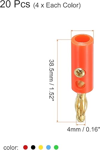 Miniatura 2 de PATIKIL Paquete de 20 conectores tipo tornillo tipo banana de 0.157 in de aleación niquelada para cables de altavoces, sistemas de sonido,