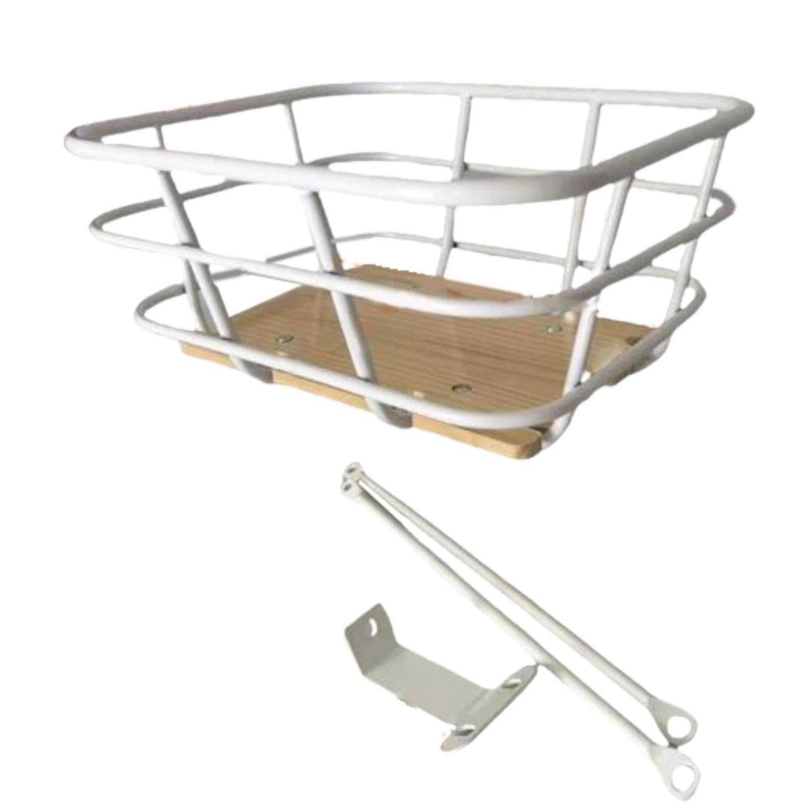 Przedni kosz rowerowy – wszechstronny pojemnik z drutu metalowego do jazdy na rowerze i wędrówek, zawiera uchwyt, 36 x 32 x 20 cm, idealny do organizera rowerowego i rozwiązania do przechowywania