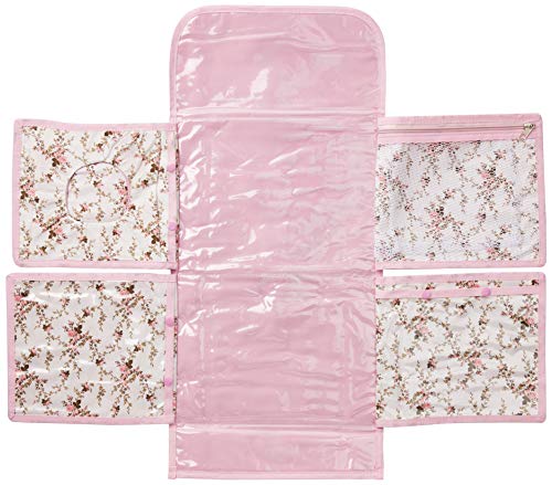 TROCADOR E PORTA FRALDAS - FLORAL BEGE C/ROSA NOVA - MULTIMARCAS SEM BORDADO, Alan Pierre Baby, FLOR