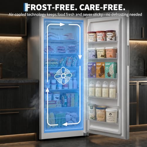Image of 14 Cu.Ft Upright Freezer, Single Door Stand Up Freezer with Adjustable Shelves, Mechanical Temperature Control, Freestanding Deep Freezer for Garage, Kitchen, Home Use