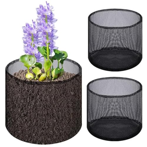 YEZIDE 2Pcs Aquatic Pond Planting Bags Lily Plant Pots Round Reusable Breathable Mesh Water Garden Pond Plant Growing Pot for Pond Bog Plant Garden Planter (7Inch)