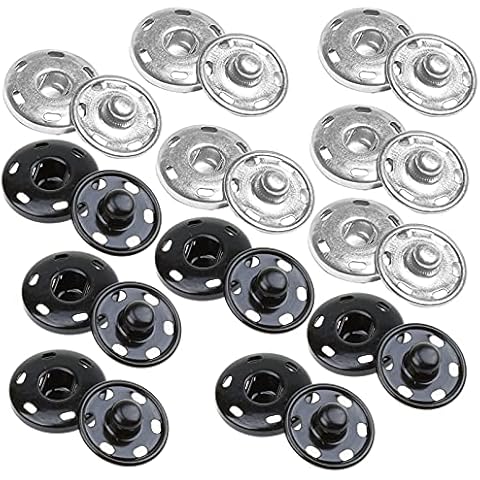 JOSDIOX Large Snaps for Sewing Big Sew on Snap Large Buttons 12 Sets Big Metal Snap Fastener Buttons Press Button for Sewing Clothing Silvery and Black (Large Size 0.98IN /25mm) Cover