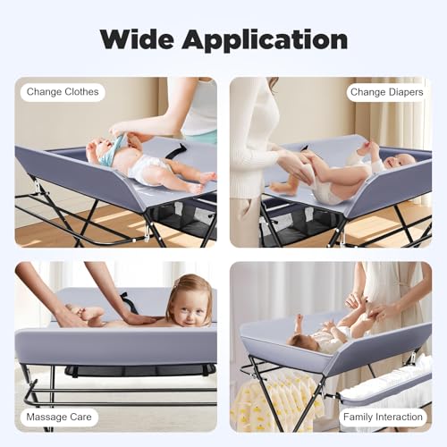 Table à langer pliable pour petits espaces avec ceinture de sécurité intégrée - 7