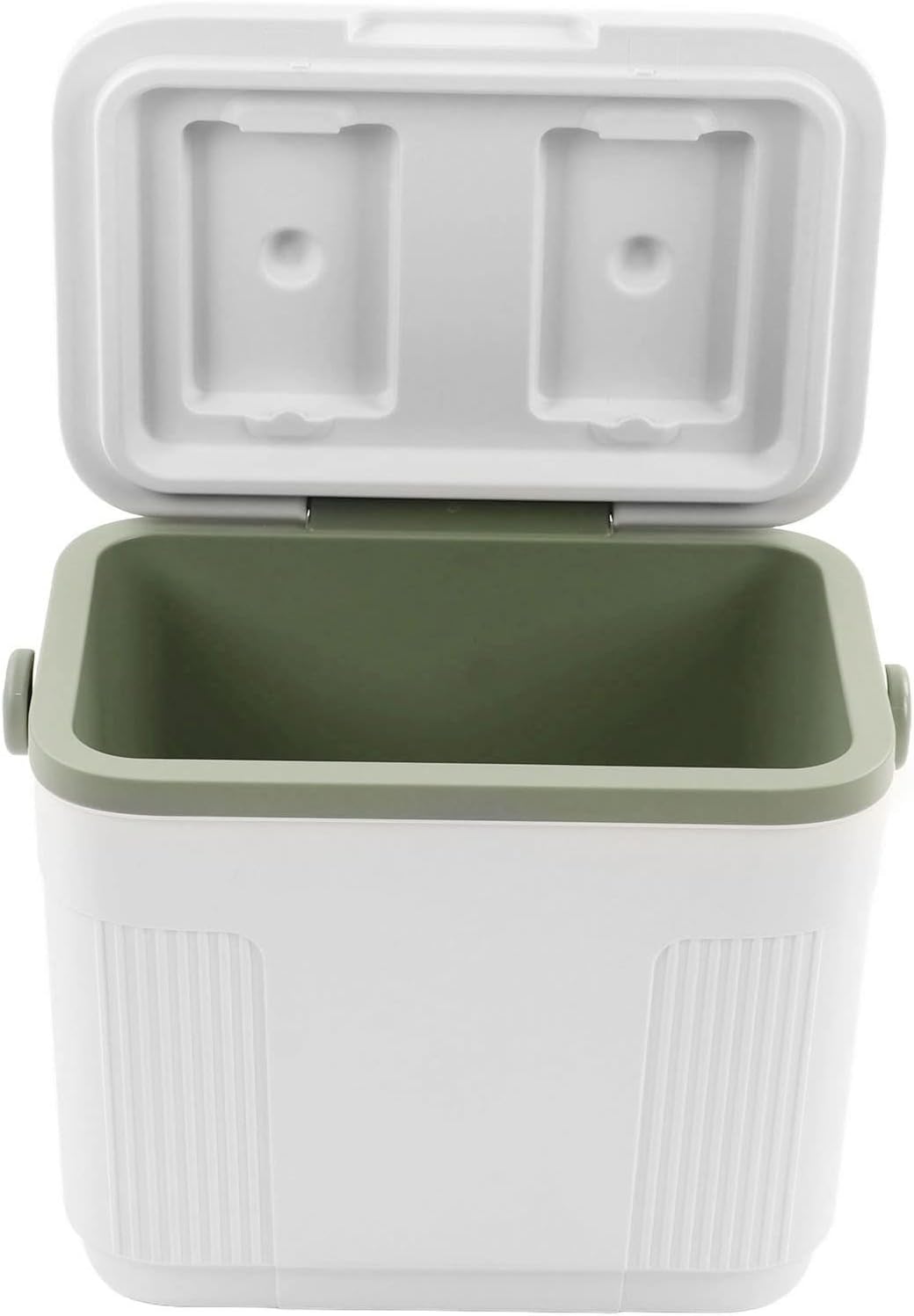 EVTSCAN 22L Portable Cooler, Camping Cooler for Food and Beverage Storage, Food Grade PP Insulation Ice Chest Box for Outdoor Picnic and Barbecue, White and Green