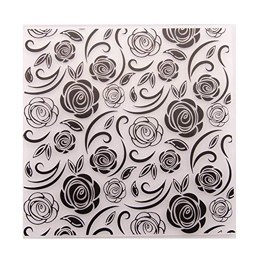Floral Roses Leaves Background Plastic Embossing Folder for Scrapbook DIY Album Card Tool Plastic Template Folders