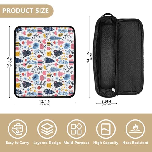 Bolsa de viaje resistente al calor con diseño de elementos navideños para herramientas de cabello miniatura 4