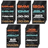 Aolamegs Ammo Can Vinyl Sticker Set, Caliber Decal Labels for Ammo Cans .22 .223 .308 9MM .380 .45 5.56 7.62 12GA 300BLK (80 Pack/20 Varieties)