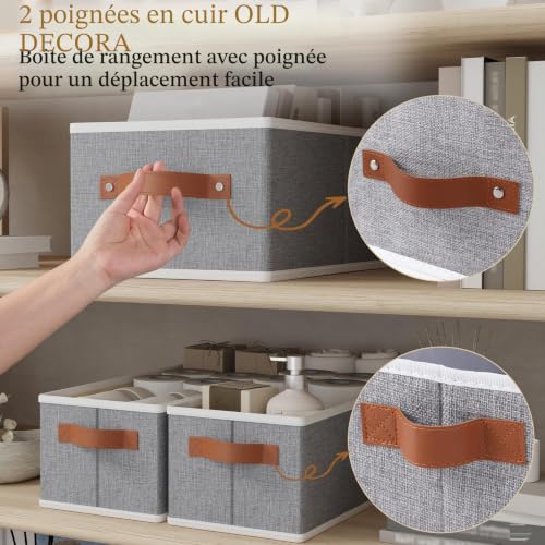Boîtes de rangement pour armoire encombrée, solution paniers pliables gris - 5