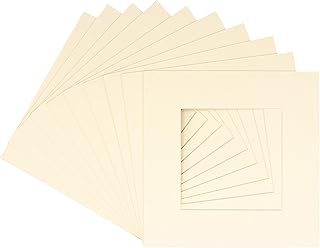 CountryArtHouse Textured Cream Acid Free 16x16 Square Picture Frame Mat with White Core Bevel Cut for 12x12 Pictures - Fits 16x16 Frame - Pack of 1 Matboard