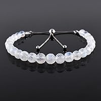 Vista 2 de OdrillionGems Natural Moonstone Gemstones Bolo Bracelet, Faceted Beads, Healing Crystals, 925 Sterling Silver, Birthstone, Handmade, Adjustable