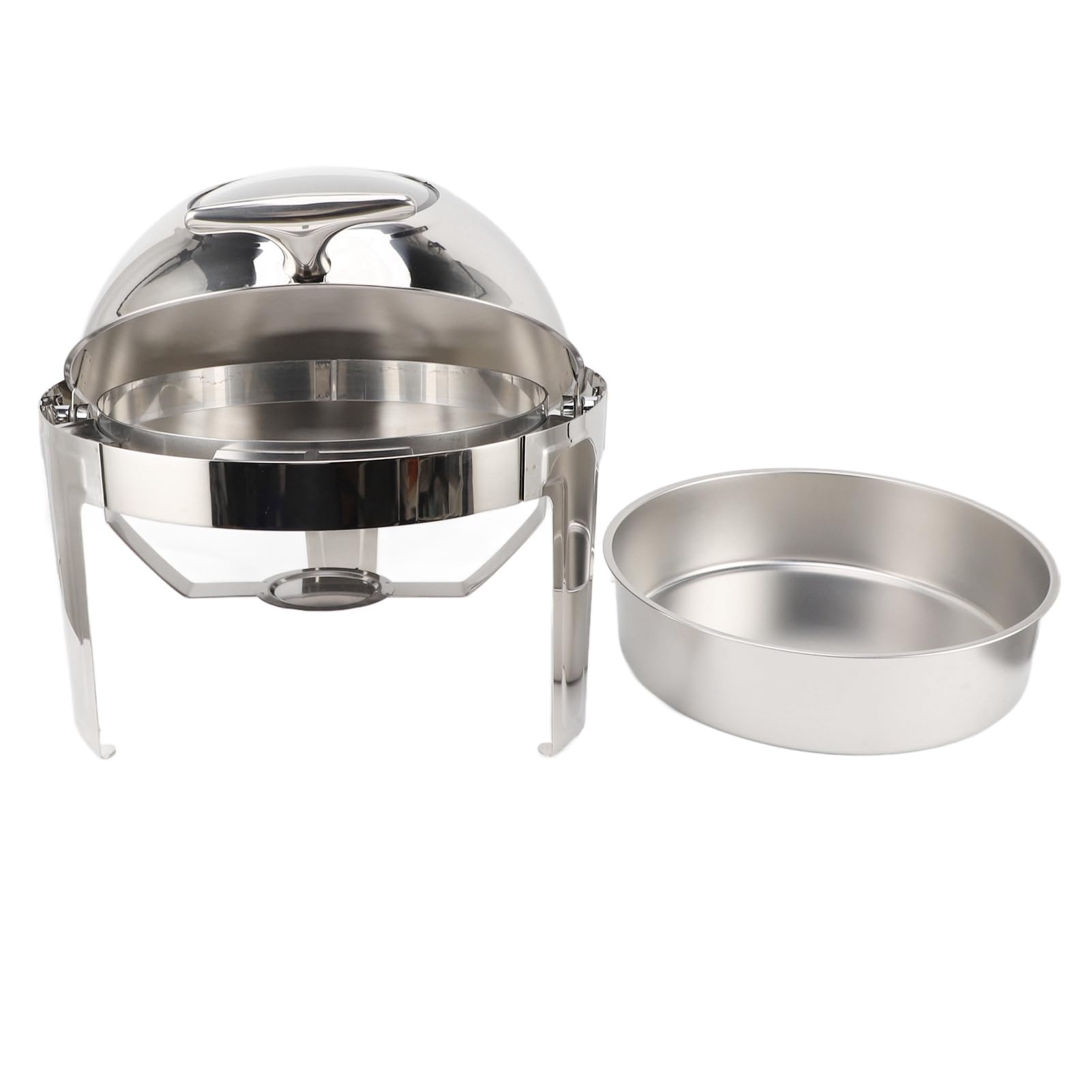 Cocoarm Chafing Dish Buffet Set Acero Inoxidable Buffet Chafer 6L Redondo con Tapa de Vidrio Visible Calentamiento de Alcohol Tapa Abatible de 90 Grados para Buffets Catering Fiestas Hotel Brunch (1