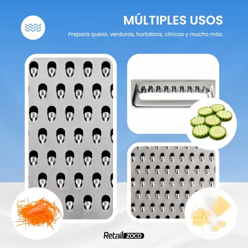 Miniatura 3 de Chefzoco Rallador De Acero Inoxidable Cocina, Rallador Con Deposito, Rallador De Queso, Rallador Multiusos, Rallador 3 En 1, Rallador Cocina, Rallador De Verduras, Rallador Multiusos, Acero Inoxidable