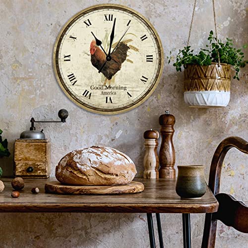Horloge murale coq doré silencieuse sans tic-tac pour rester zen