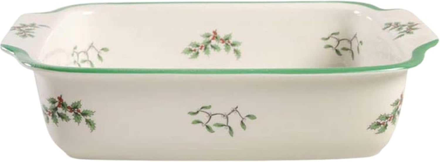 Spode Christmas Tree Large Rectangular Handled Dish, Deep Baking Pan (15" x 11") - Dishwasher Safe, Festive Tableware for Holiday Entertaining, Christmas Serveware & Seasonal Platters