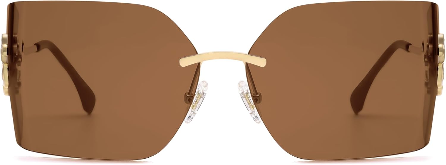 SOJOS Rimless Wrap Around Frame Sunglasses Women Men Frameless Design Shield Rectangular Sunnies SJ1219 - Image 4