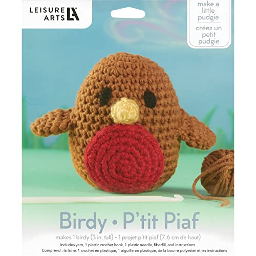 Image of LEISURE ARTS Pudgies Animals Crochet Kit, Birdy, 3 inch, Complete Crochet Kit, Learn to Animal Starter Kit for All Ages, Includes Instructions, DIY Amigurumi Kits