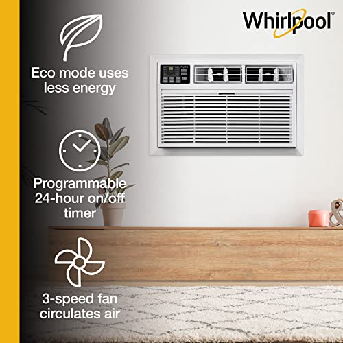 Image of Whirlpool 8,000 BTU 115V Through-the-Wall Air Conditioner & Dehumidifier with Remote Control, Wall AC Unit for Apartment, Living Room & Small /Medium Rooms up to 350 Square Feet in White