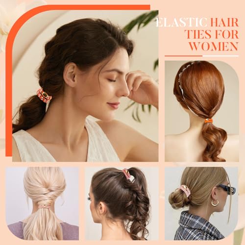 Image of FORENEE Hair Ties No Damage(10PCS) - Ponytail Holders - Elastic Hair Ties for Thick Hair - Braided Hair Bands for Women Girls's Hair - Persimmon Orange