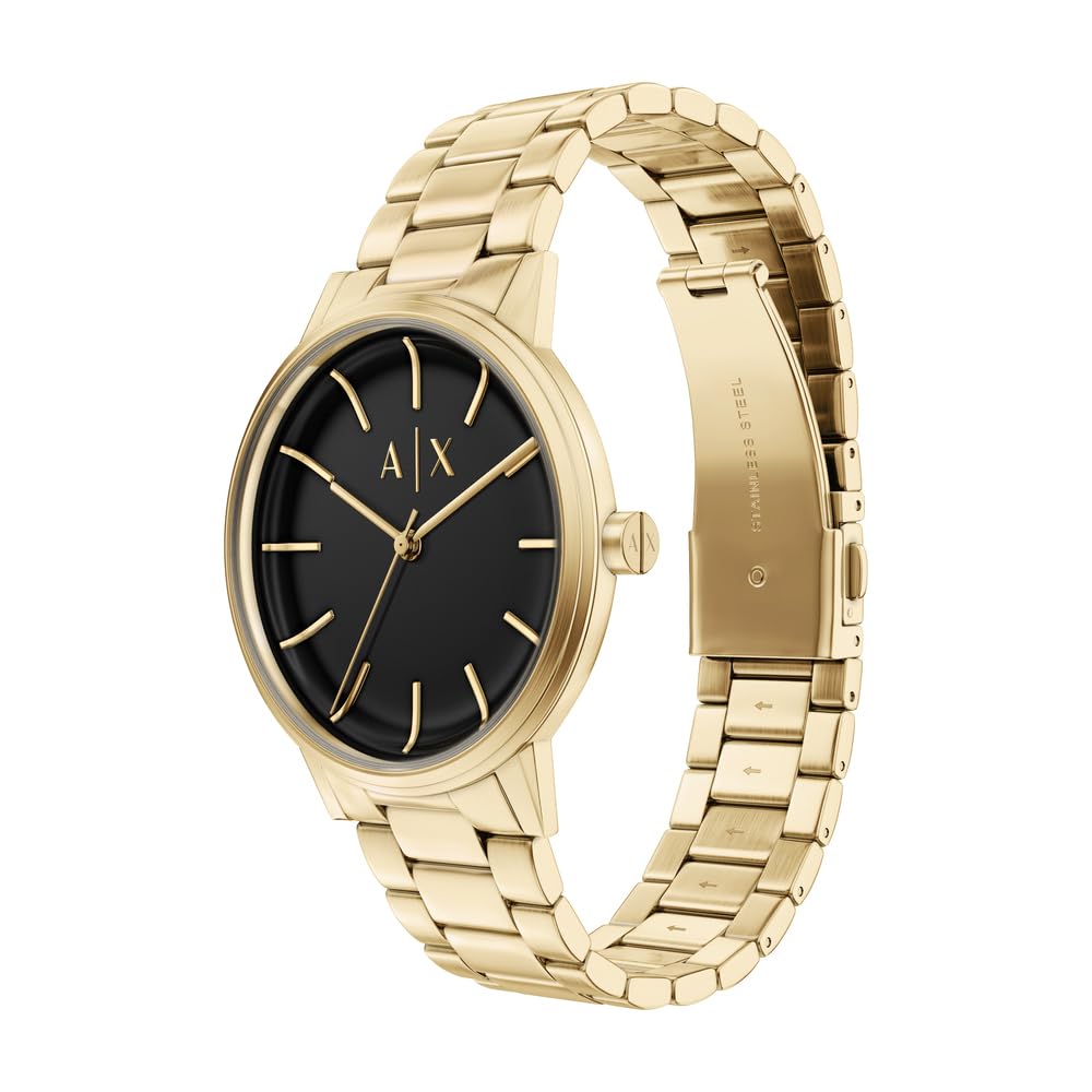 Armani Exchange Orologio da Uomo 42MM in Acciaio Inossidabile Color Oro, AX7178SET
