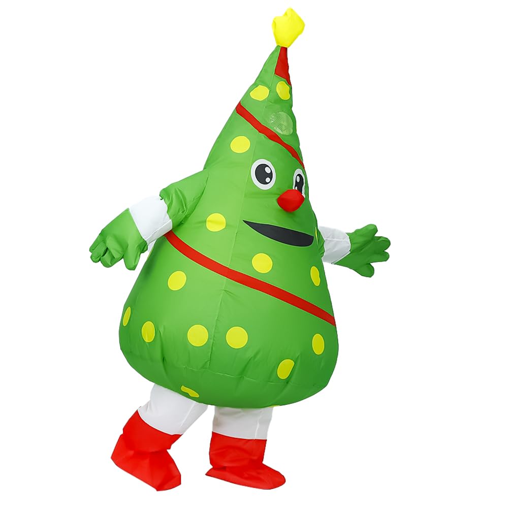 Rafalacy Inflatable Christmas Costume for Adult Blow up Santa Claus Elf Snowman Ginger Bread Man Costum Xmas Funny Fancy Dress (Christmas Tree) - Image 3