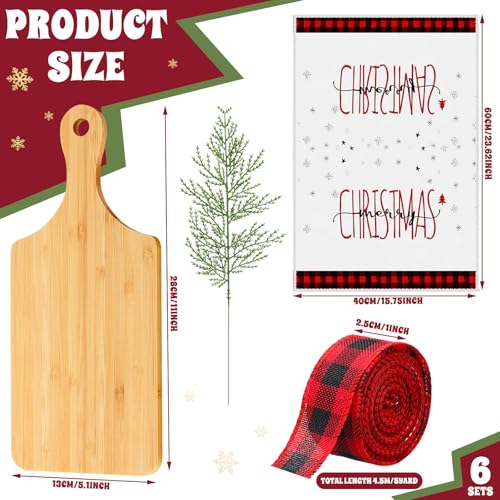 Hahafelt Set de 6 Tablas de Cortar Cuadradas de Madera con Toalla, Decoración y Cinta para Navidad miniatura 2