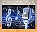 BELECO 8x6ft Fabric Microphone Music Backdrop Music Notation Musical Notes Background Music Karaoke Theme Party Decorations Photo Booth Shoot Studio Props