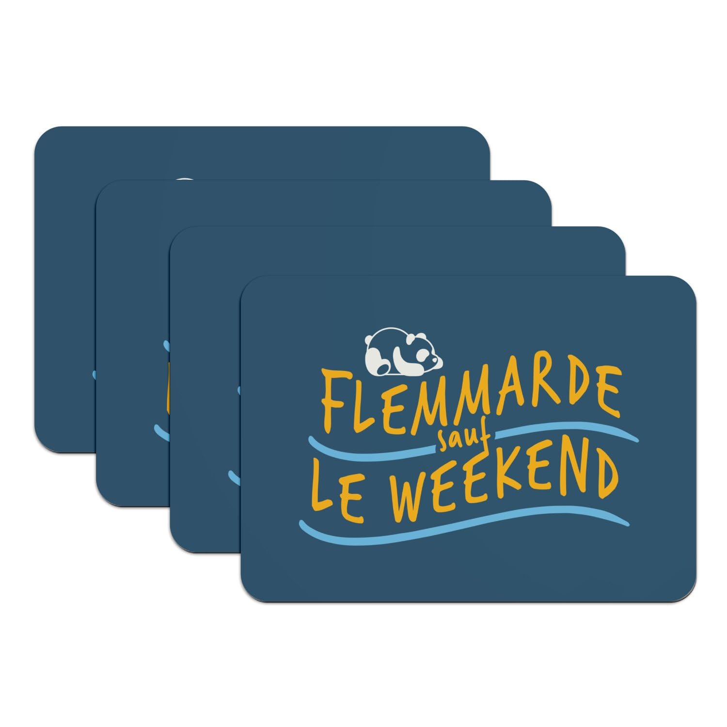 Set de table bleu en caoutchouc grand format 39,5 x 28,5 cm lot de 4