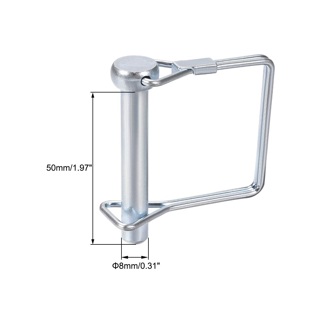 sourcing map Bloqueo Eje Pasador - 8mm x 50mm Acoplador Pasador para Granja Remolques Vagones Césped Jardín Cuadrados 5Pcs