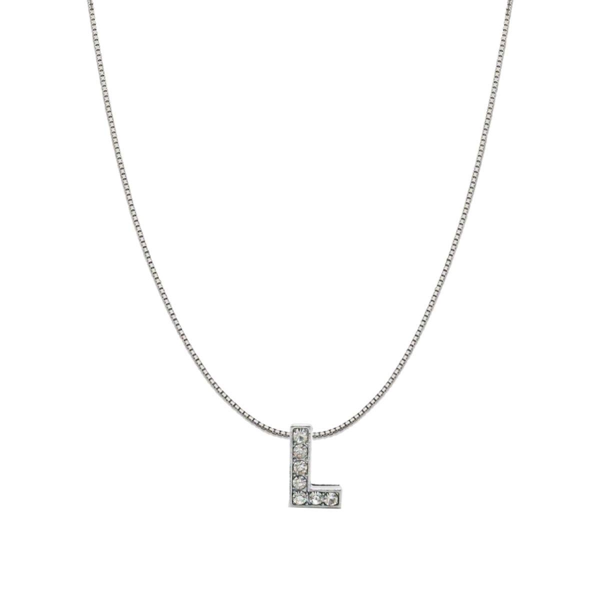 ZIVOMSilver Rhinestone Crystal Alphabet Letter Initial Pendant Chain