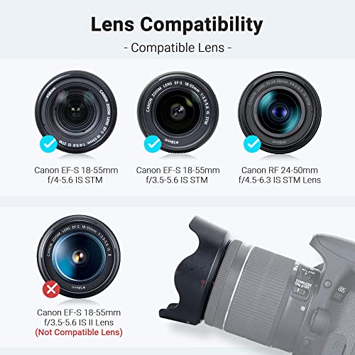 image for JJC Lens Hood Shade for Canon EF-S 18-55mm f/3.5-5.6 is STM, RF-S 14-3