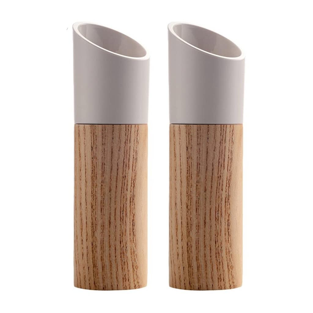 Meuleuse à sel et poivre en bois avec rotor en céramique - Ensemble de 2 moulins Argento