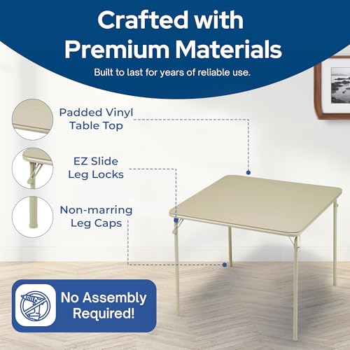 Sudden Comfort Square Folding Dining Card Table, Buff Tan, 34 x 34 x 28 In - image 4